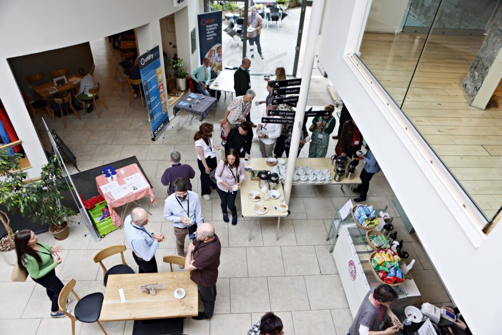 Delegates in the café during lunch.